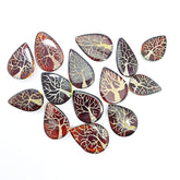 Gradient Color Amber Carved Drop Shape Cabochon